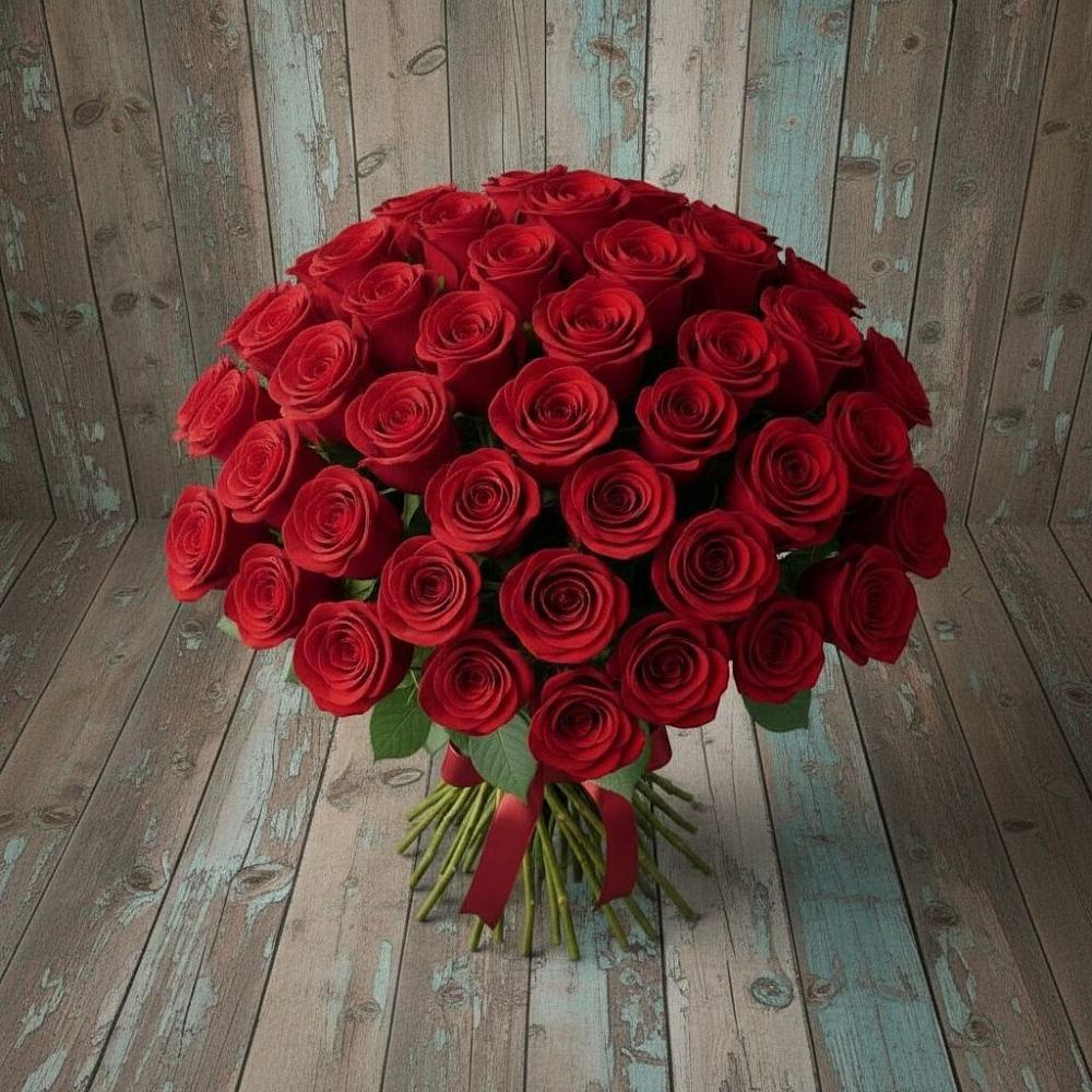 Букет 55 Красных роз Фридом в Осташево