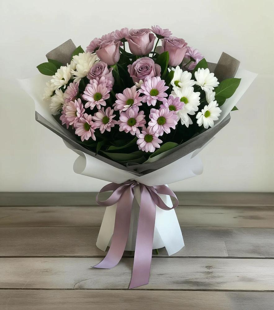 Букет цветов из: Хризантемы и Розы в Осташево