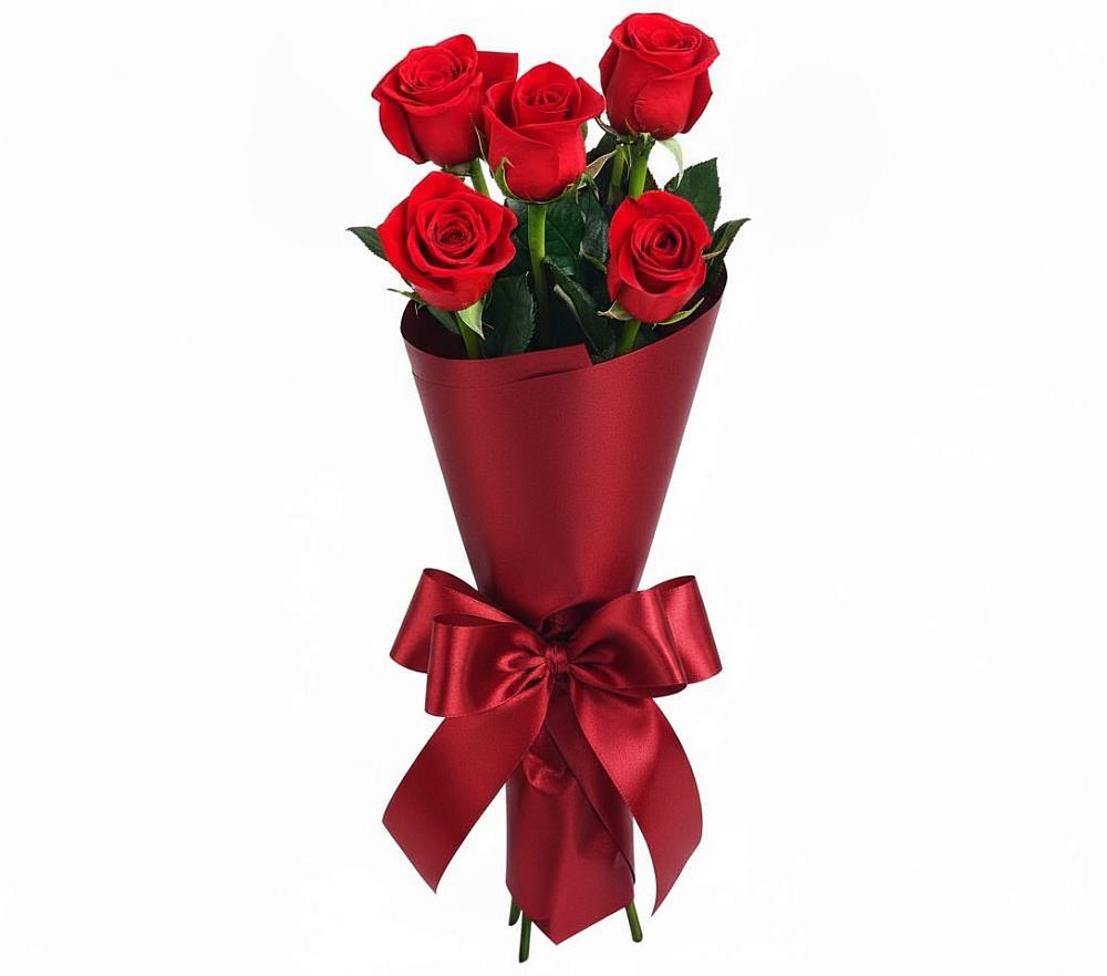 Букет 5 Красных роз Эдлесс Лав в Осташево