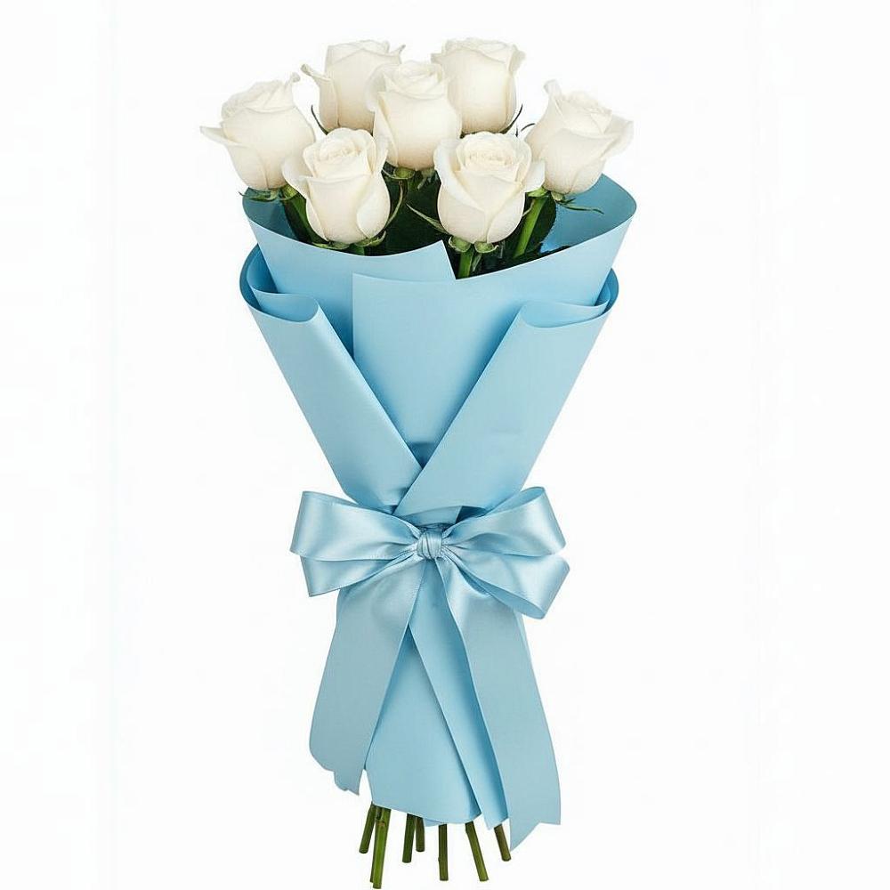 Букет 7 белых роз Проуд в Осташево