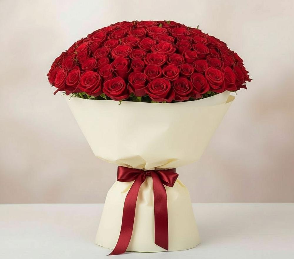 Букет 101 Красная роза Милано в Осташево