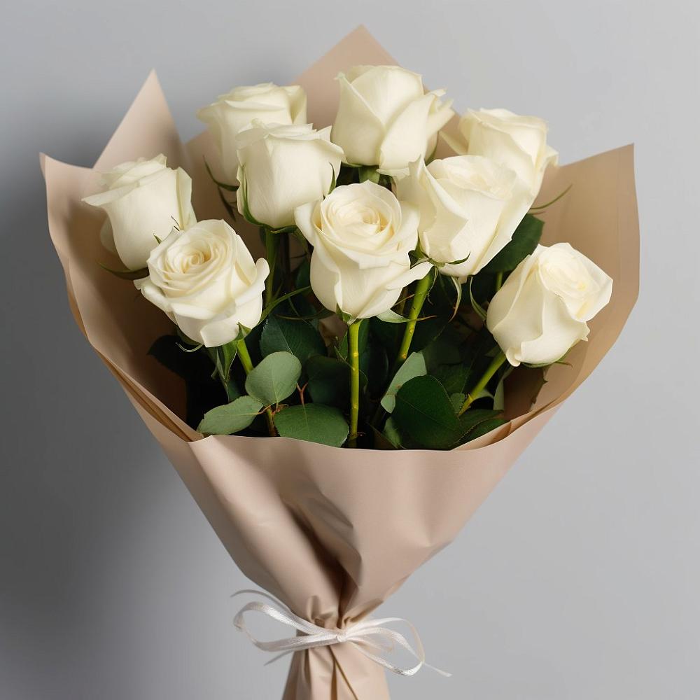 Букет 9 Белых роз Эдлесс Лав в Осташево