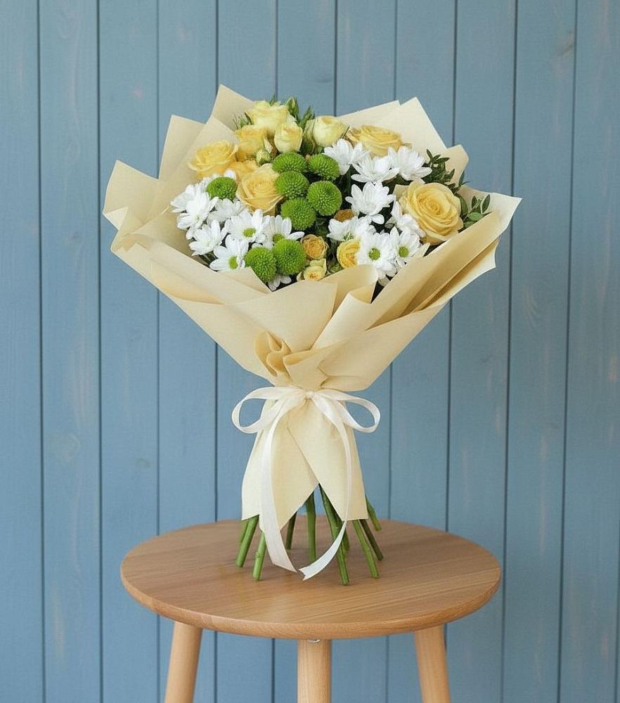 Букет цветов из: Хризантемы и Розы в Осташево