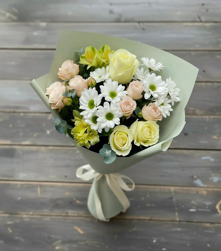 Букет цветов из: Альстромерии, Розы и Хризантемы в Осташево