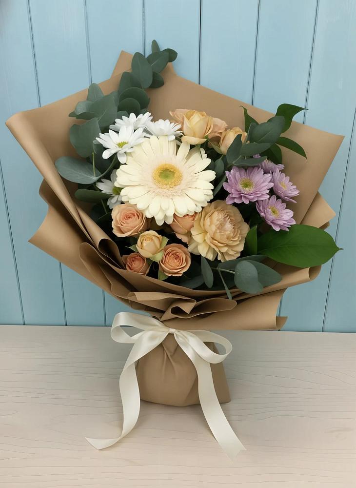 Букет цветов из: Герберы и Хризантемы в Осташево