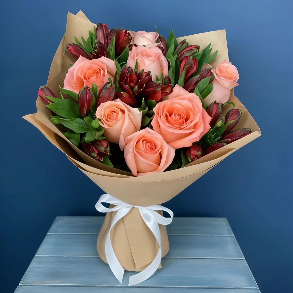 Букет цветов из: Розы и Альстромерии в Осташево