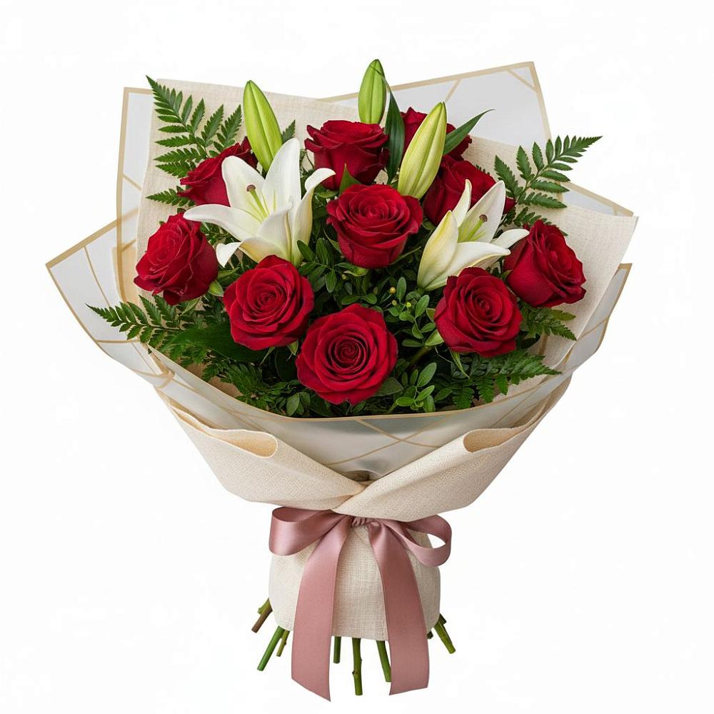 Букет цветов из: Лилии и Розы в Осташево