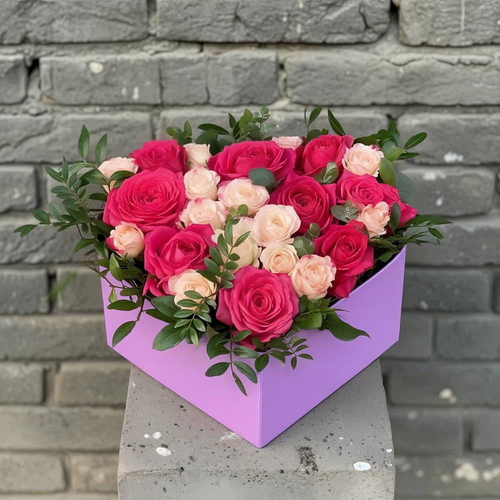 Цветочная композиция из Розы в коробке в Осташево