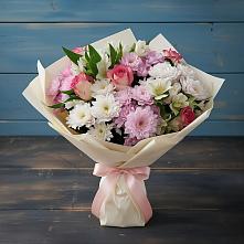 Букет цветов из:  Хризантемы, Альстромерии и Розы в Осташево