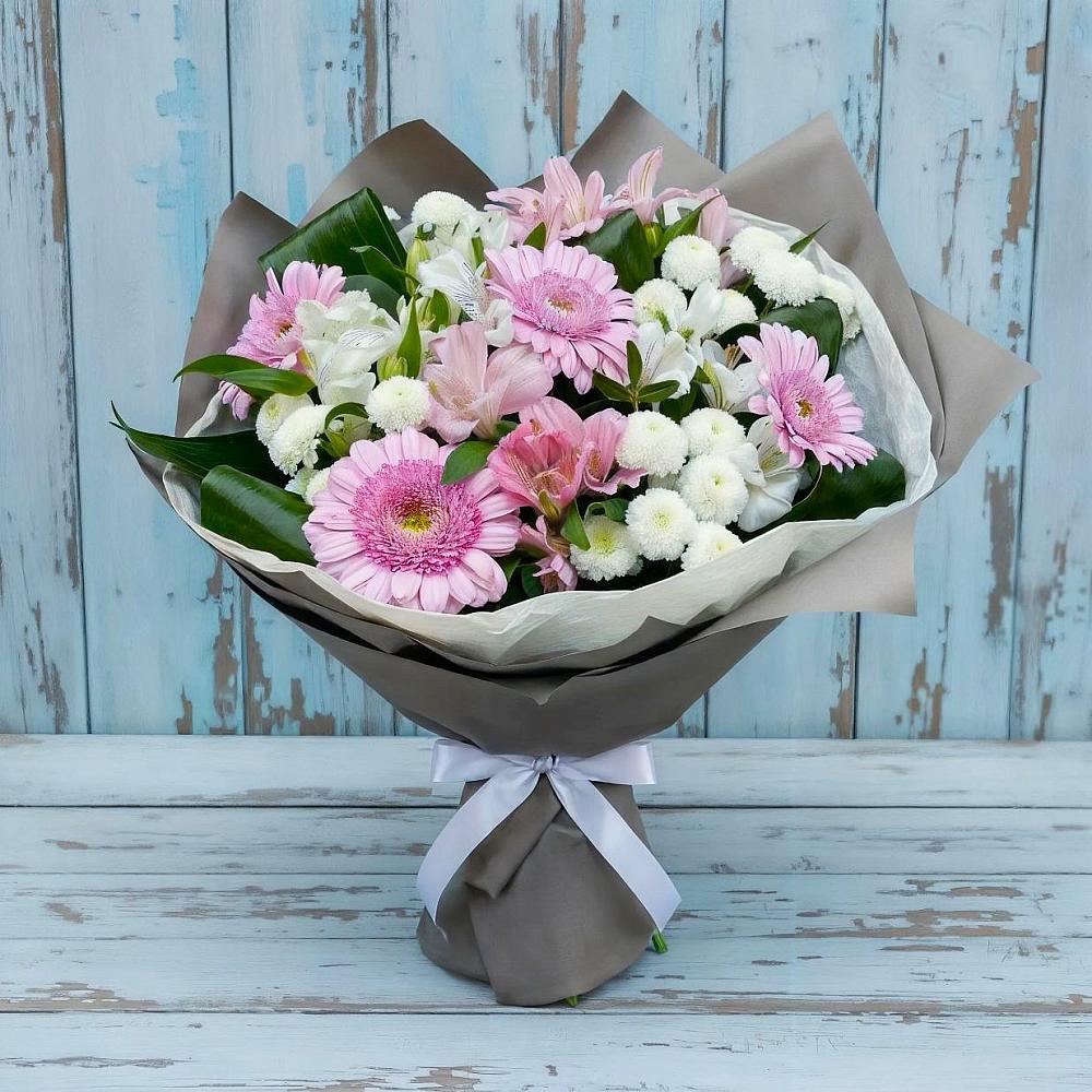 Букет цветов из: Герберы, Альстромерии и Хризантемы в Осташево